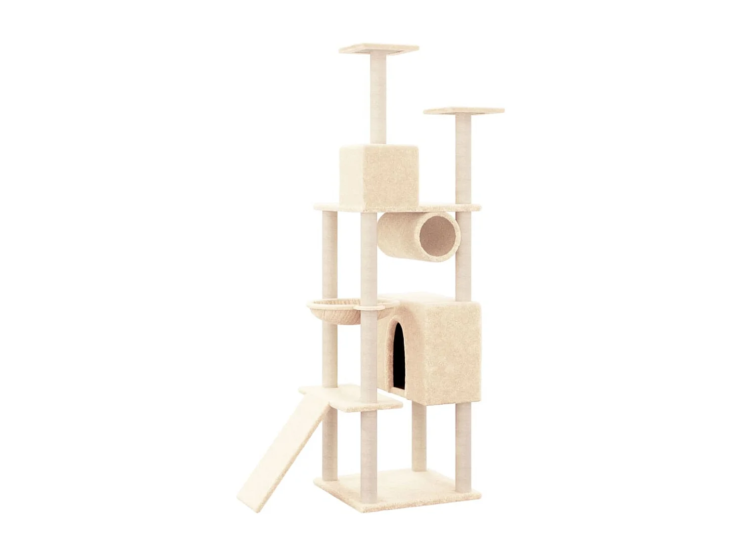 Árvore para gatos c/ postes arranhadores sisal 168 cm cor creme