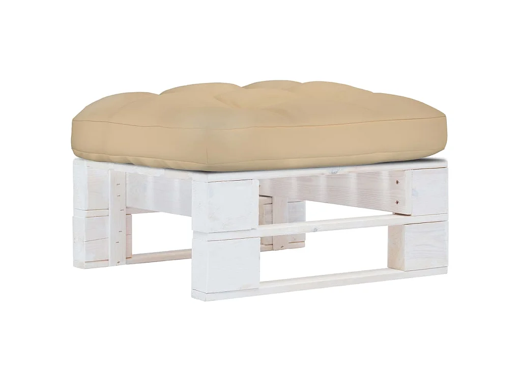 Pouf palette de jardin Bois de pin imprégné de blanc