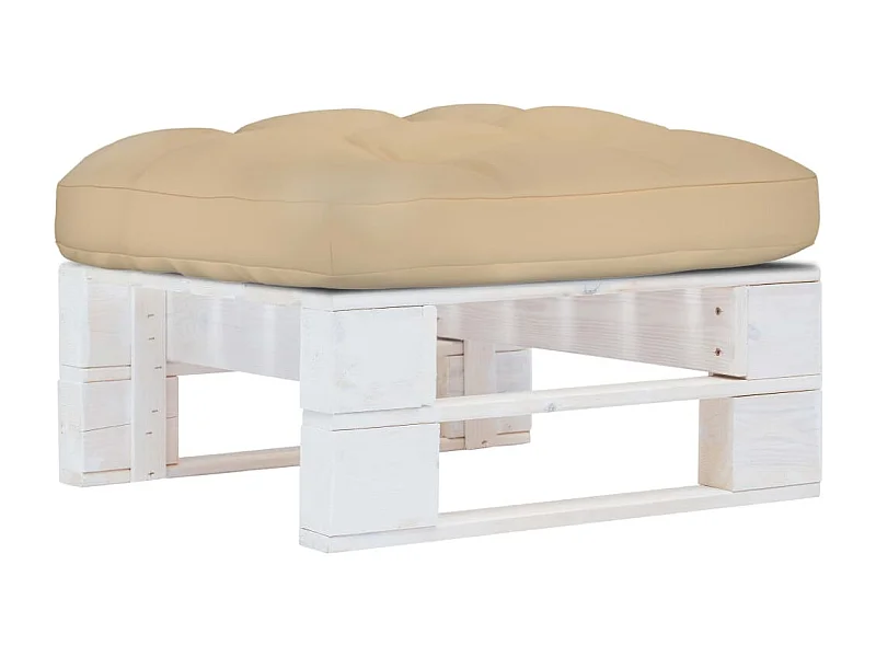 Ottomana da Giardino Pallet in Legno di Pino Impregnato Bianco