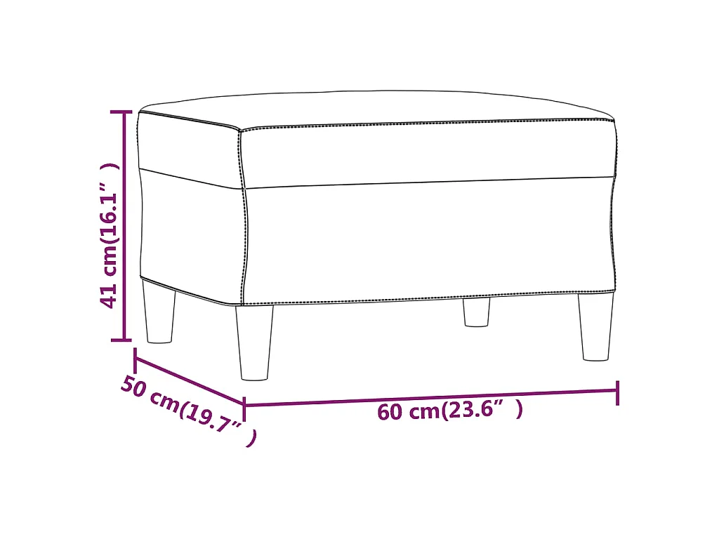 Poggiapiedi Rosso Vino 60x50x41 cm in Similpelle