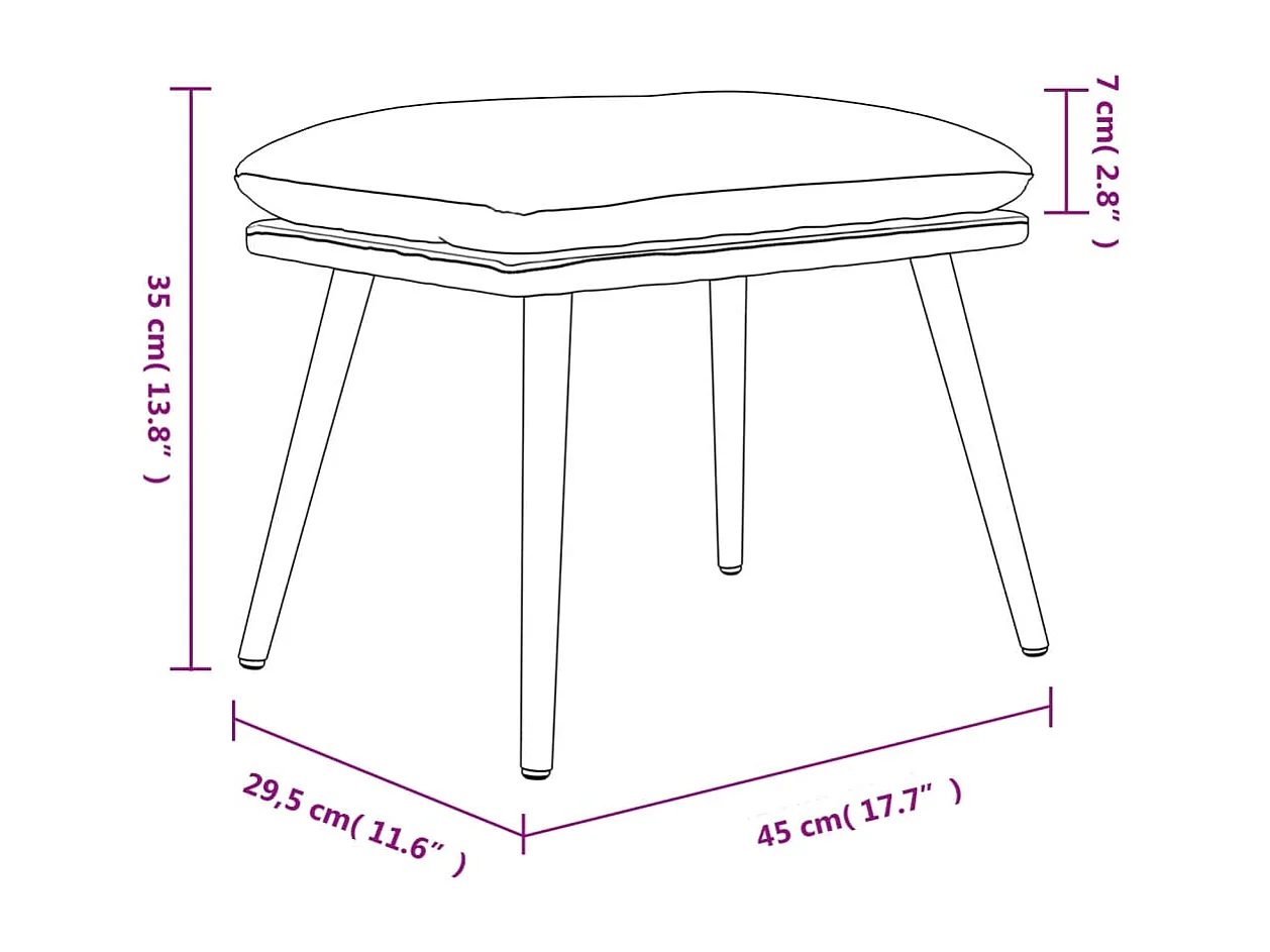 Fußhocker Weinrot 45x29,5x35 cm Stoff