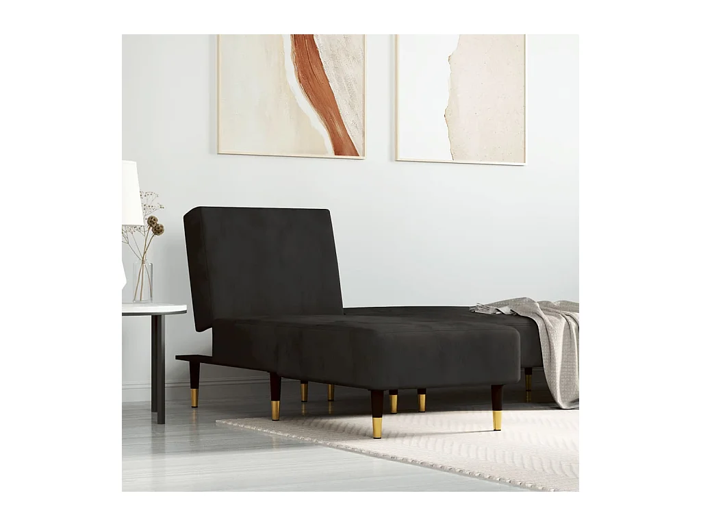 Chaiselongue Schwarz Samt
