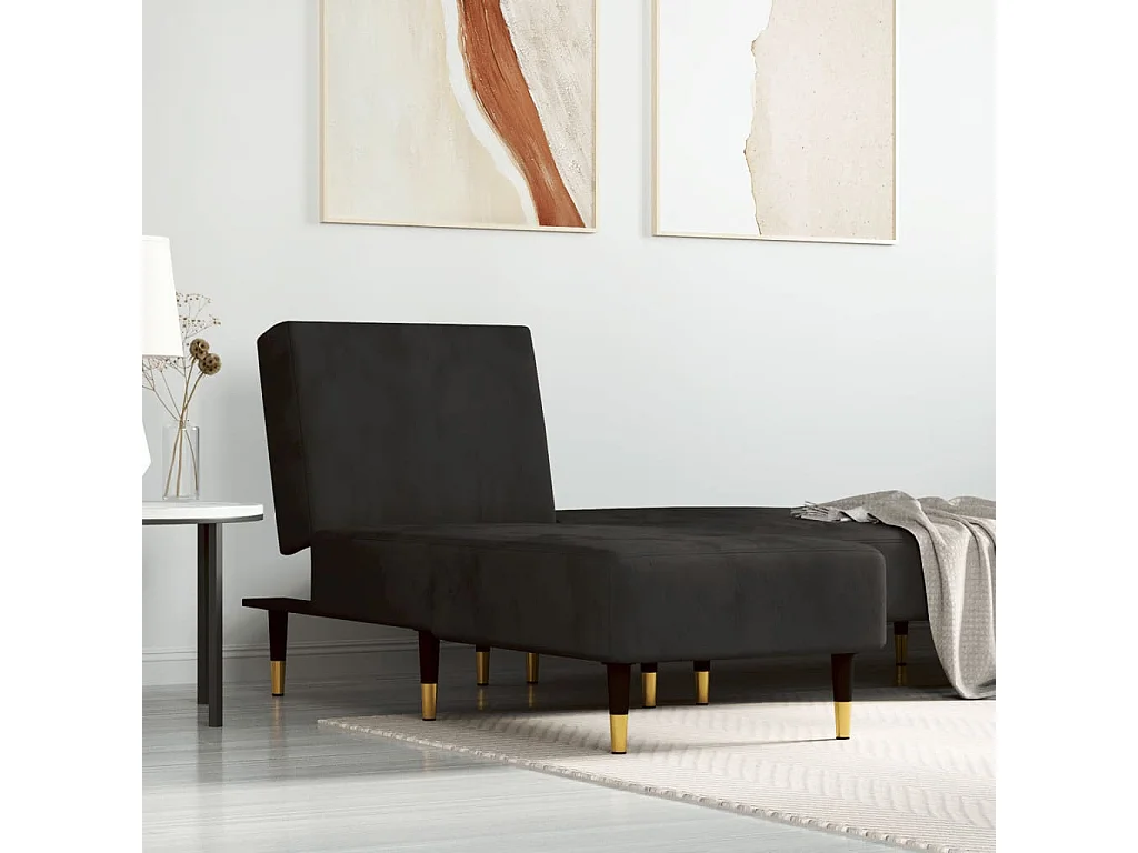Chaise longue fluweel zwart