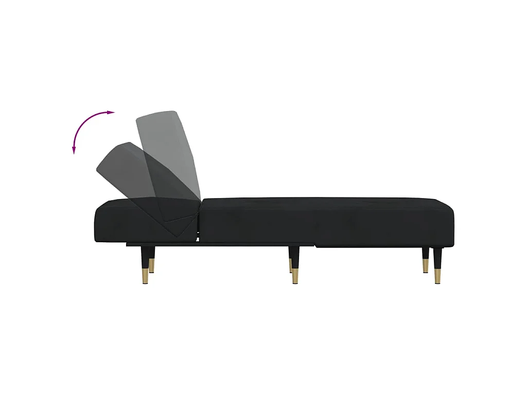 Chaise longue fluweel zwart