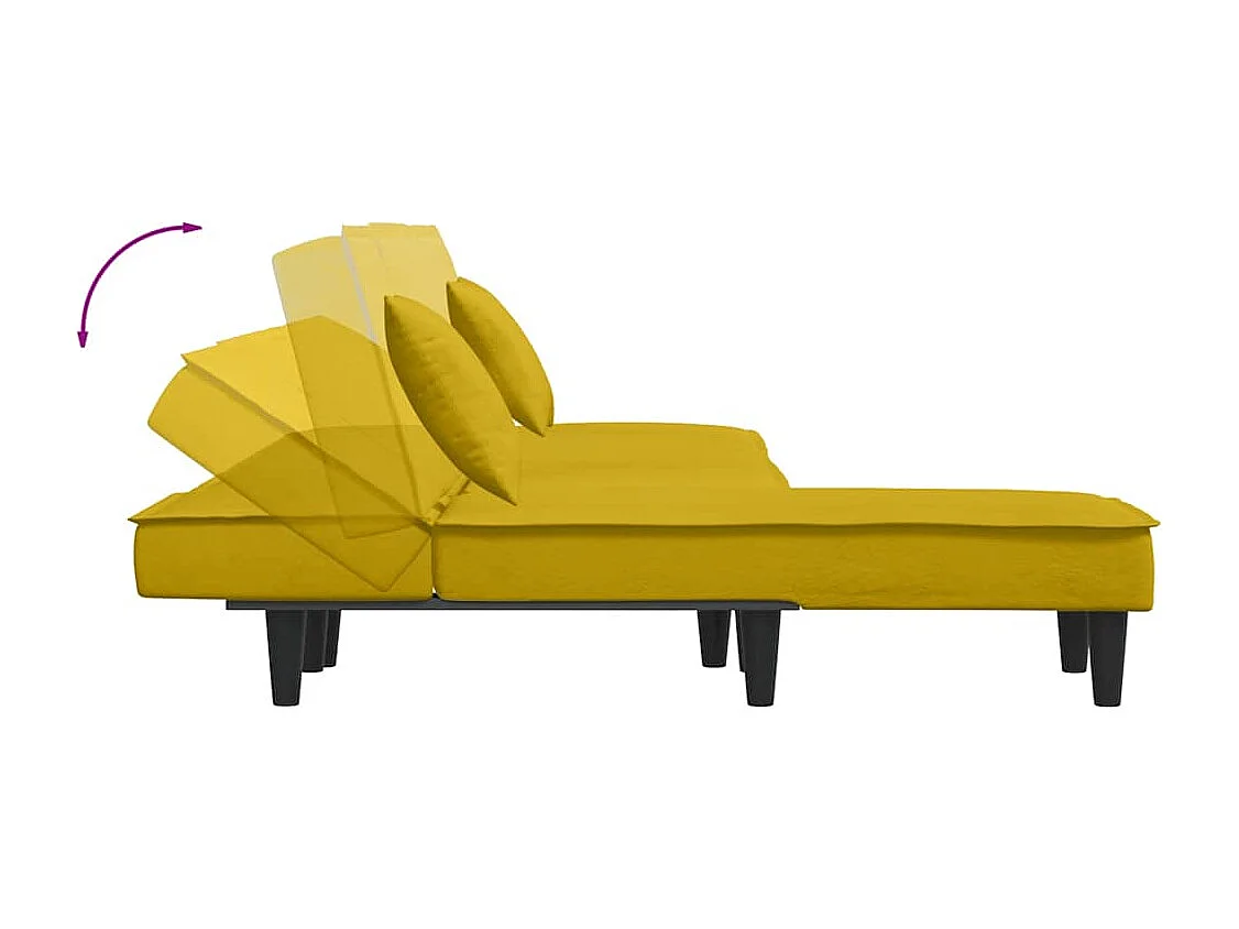 Chaise longue jaune velours