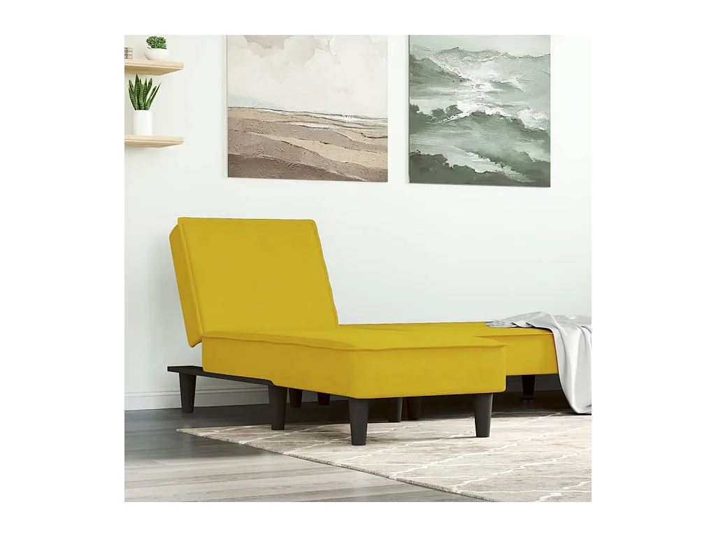 Chaise longue jaune velours