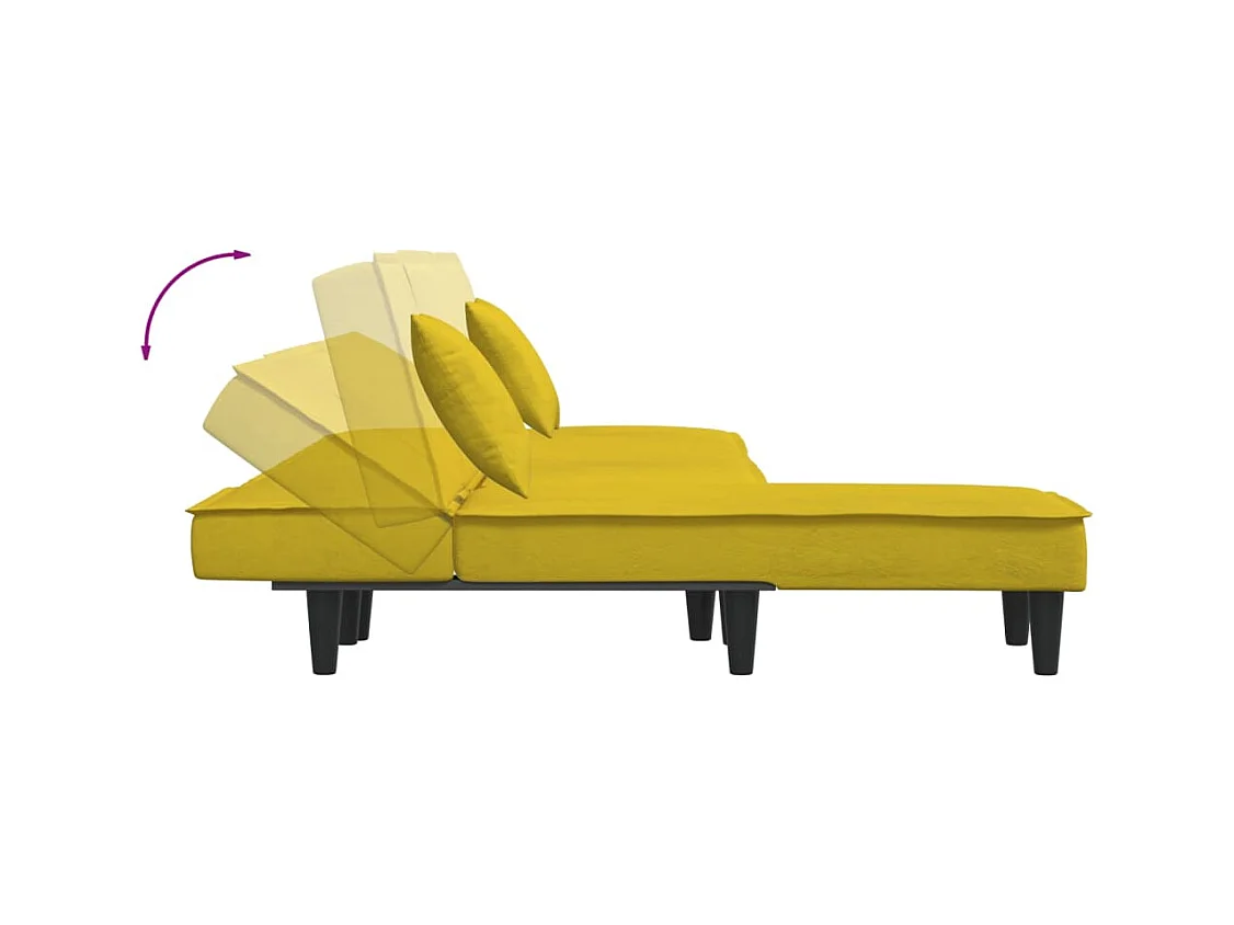 Chaise longue jaune velours