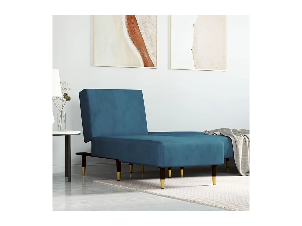 Chaise longue bleu velours