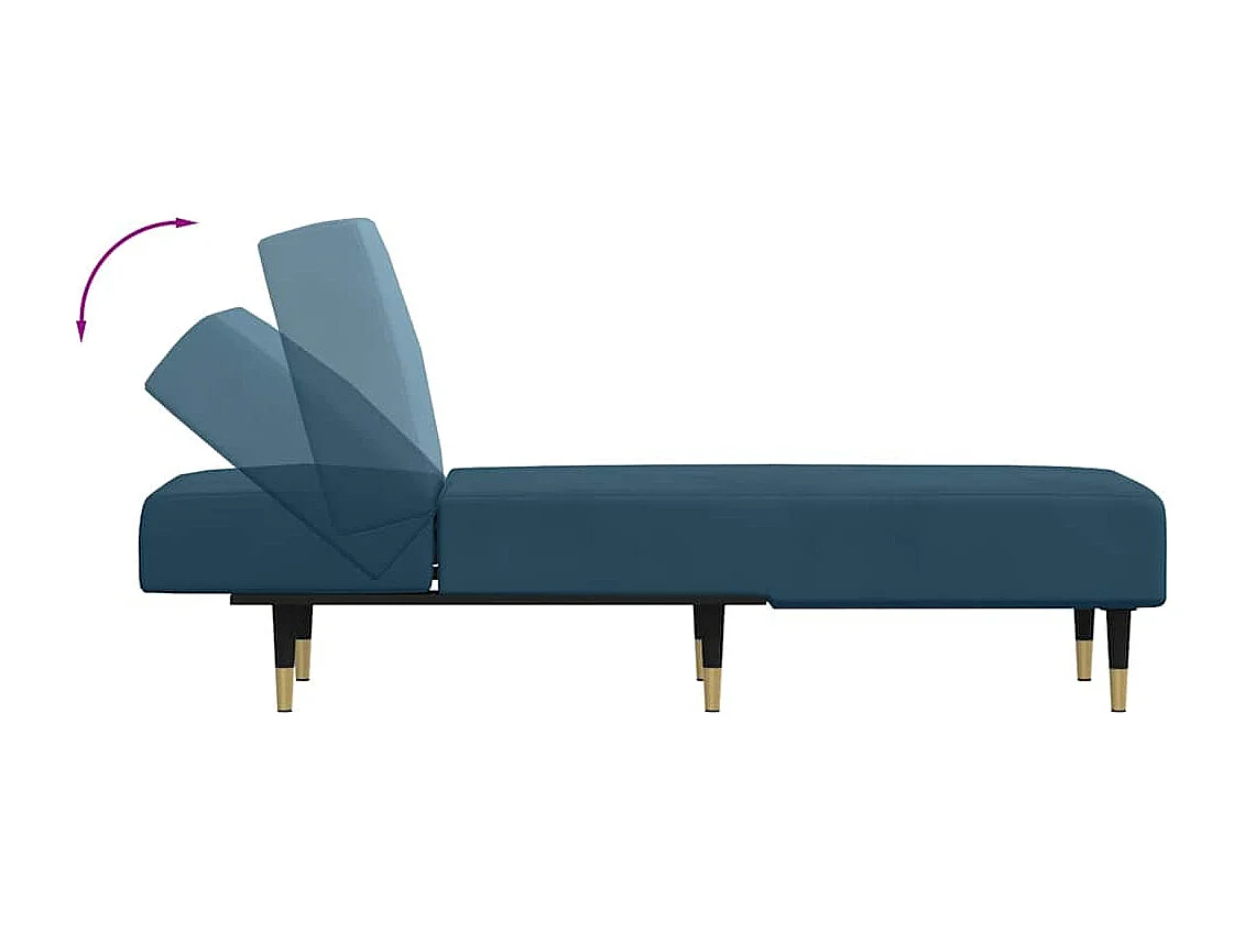 Chaise longue veludo azul