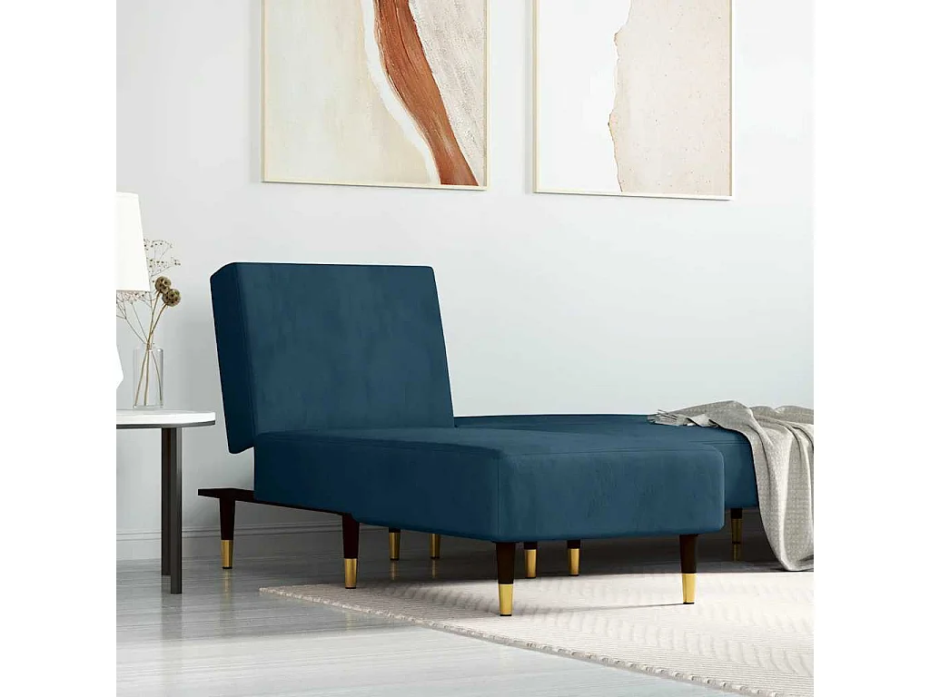 Chaise longue veludo azul