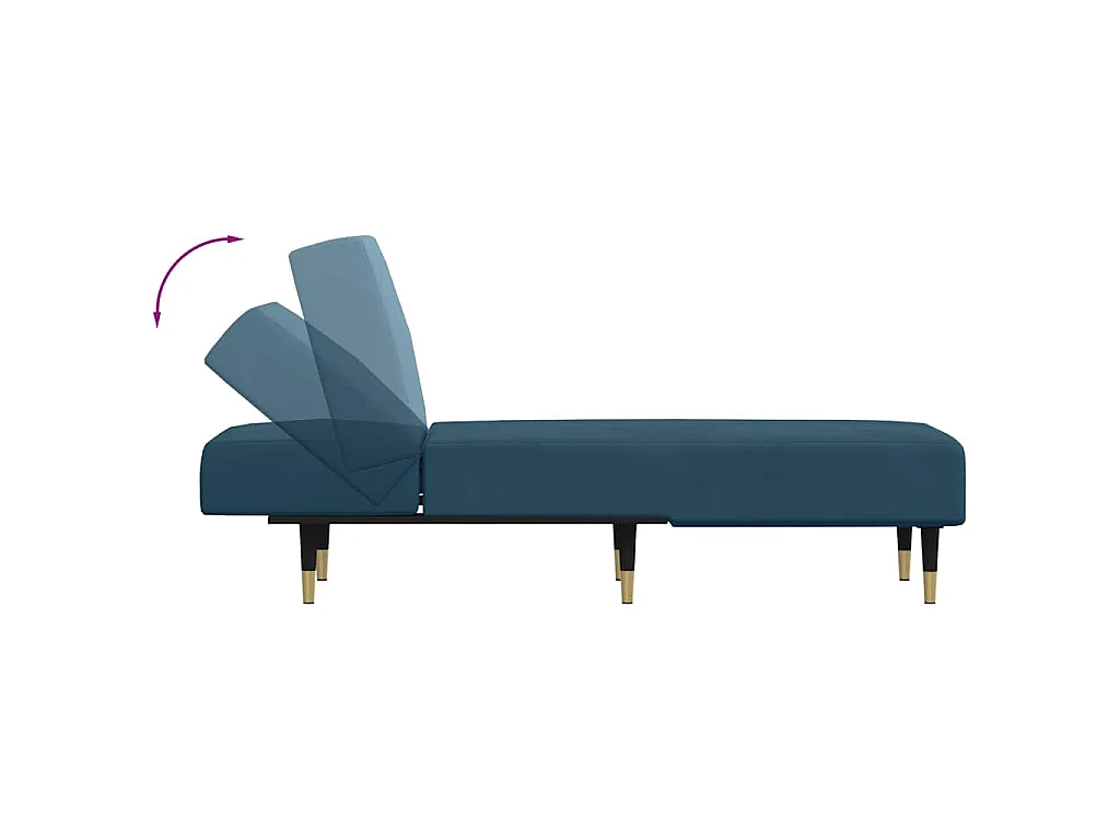 Chaise longue veludo azul