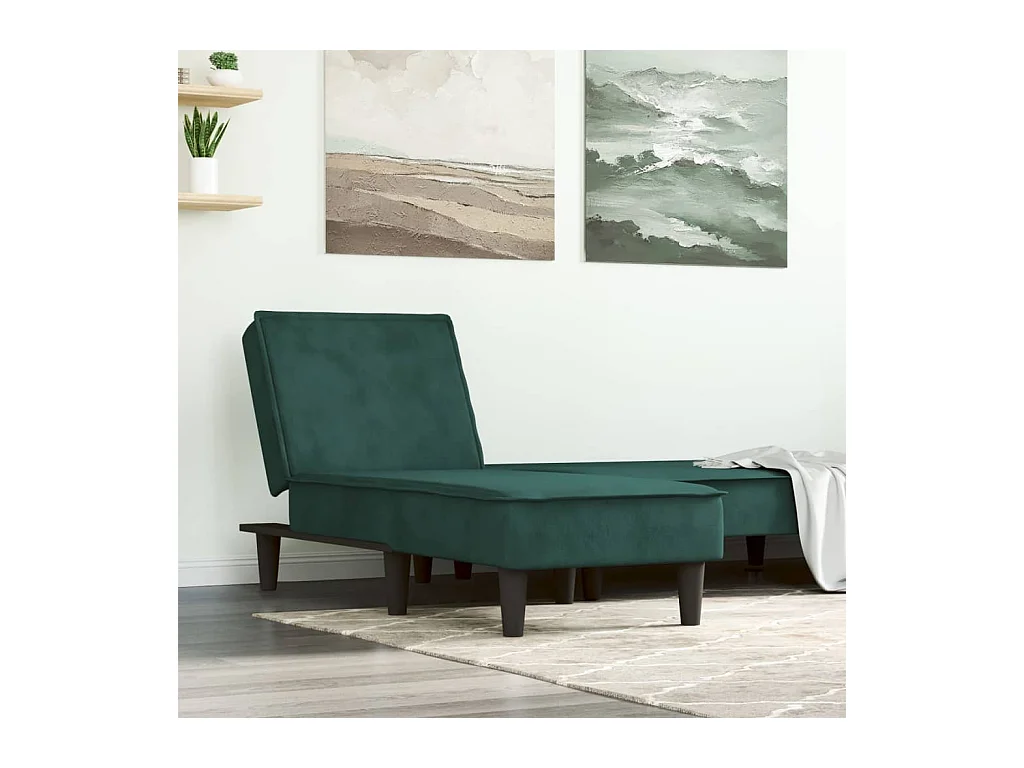 Chaiselongue Dunkelgrün Samt