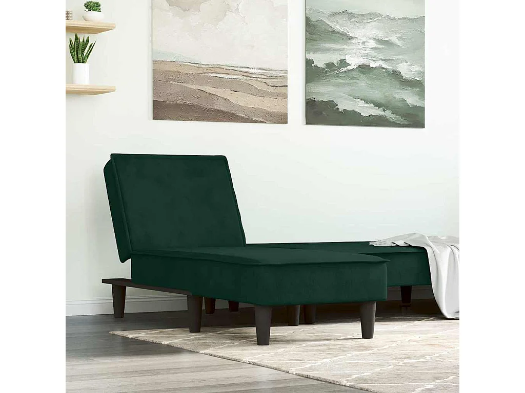 Chaise longue vert foncé velours