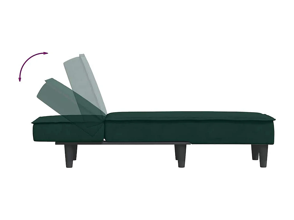 Chaise longue vert foncé velours