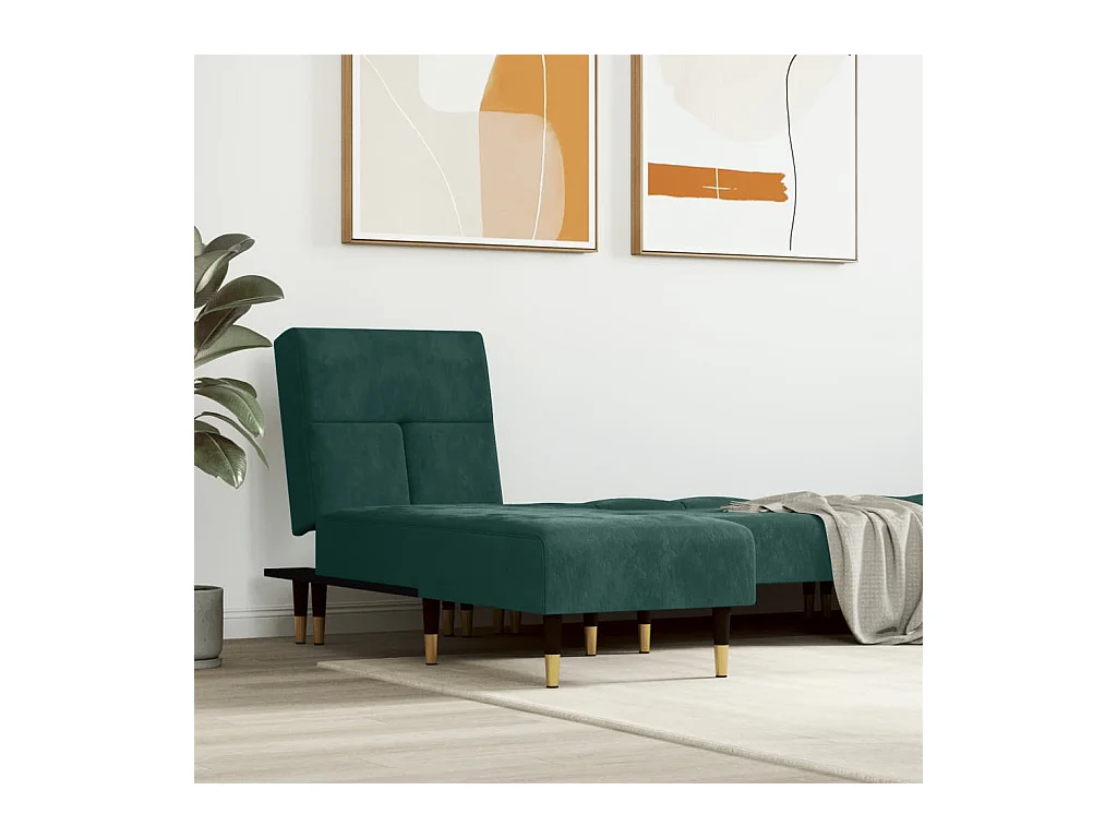 Chaise longue vert foncé velours