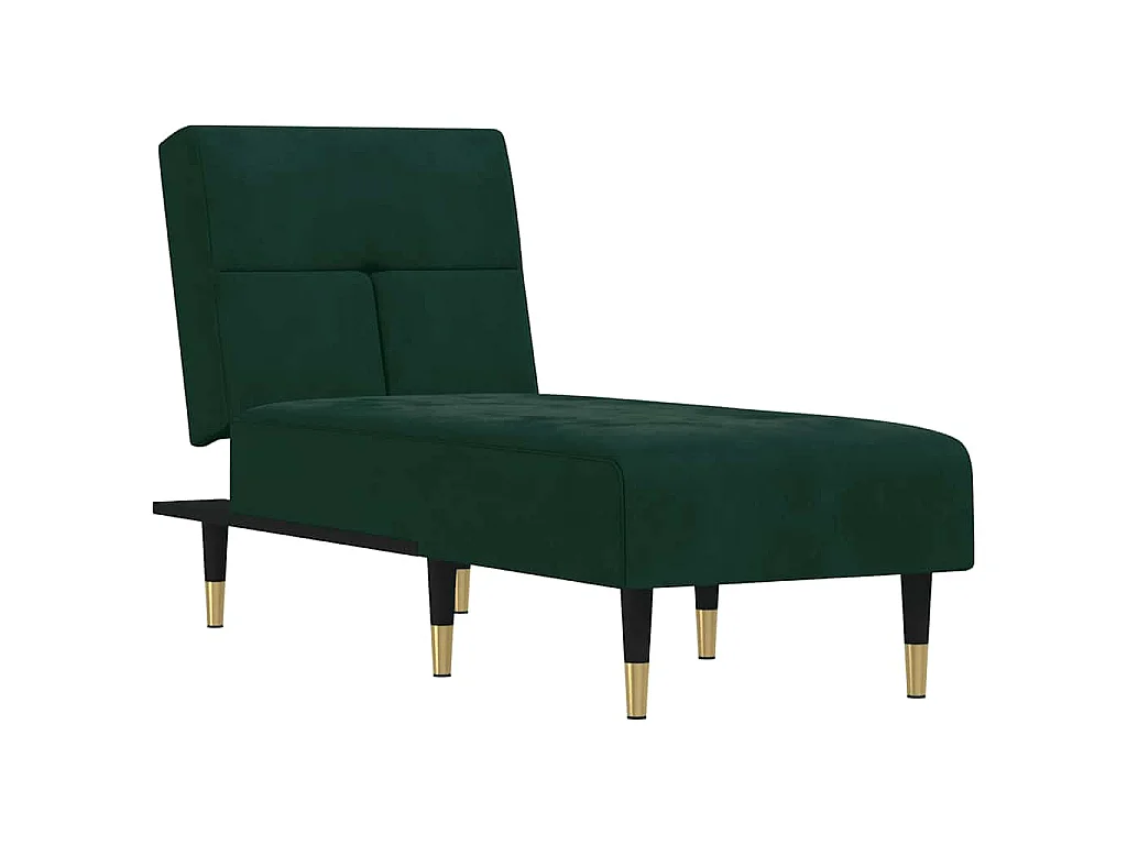 Chaise longue vert foncé velours
