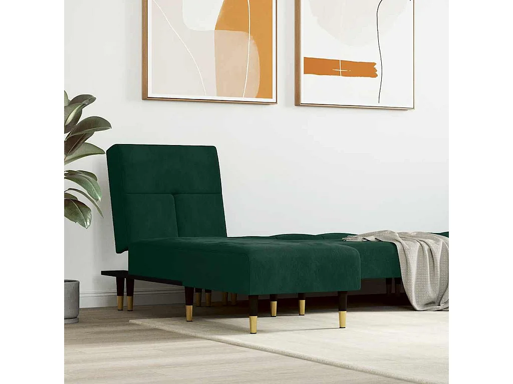 Chaise longue vert foncé velours