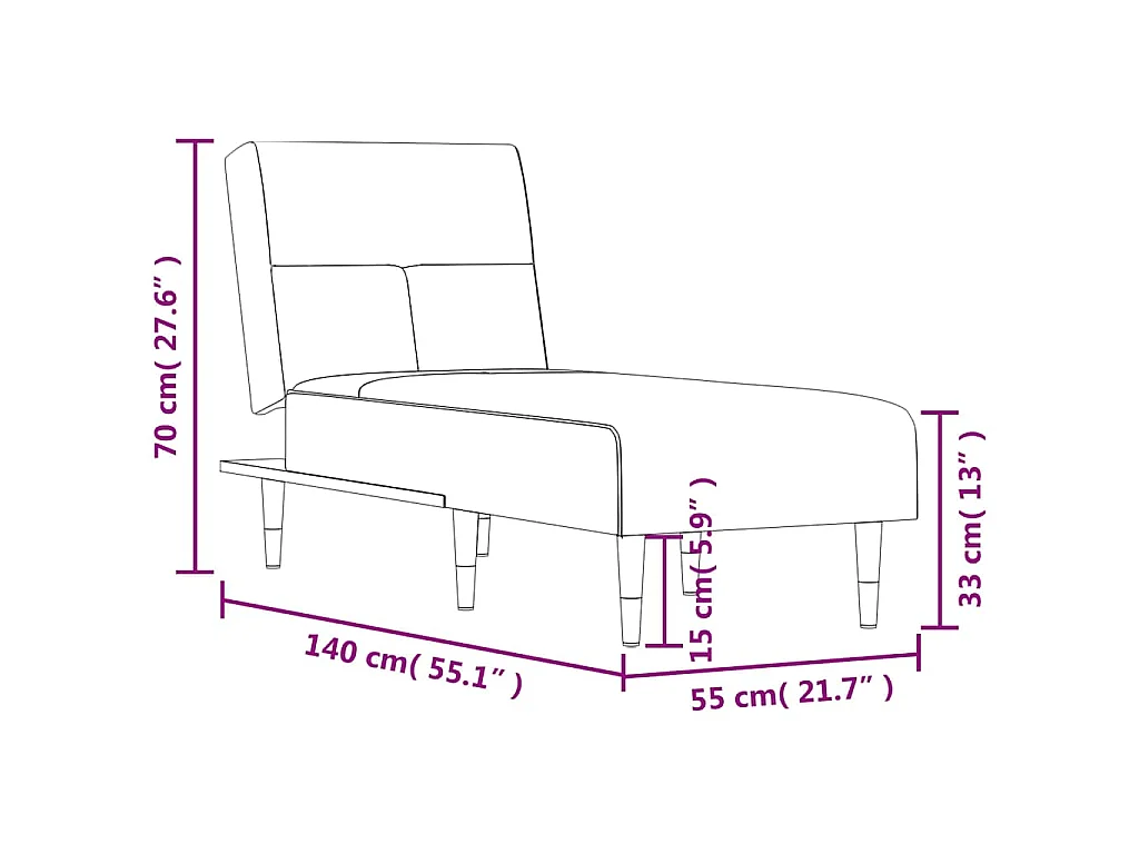 Chaise longue vert foncé velours