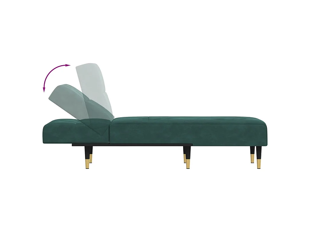 Chaise longue vert foncé velours