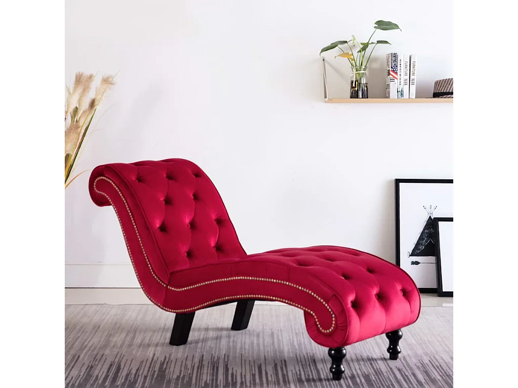 Chaise longue Velours Rouge