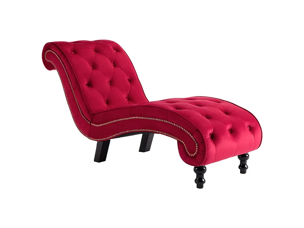 Chaise longue fluweel rood
