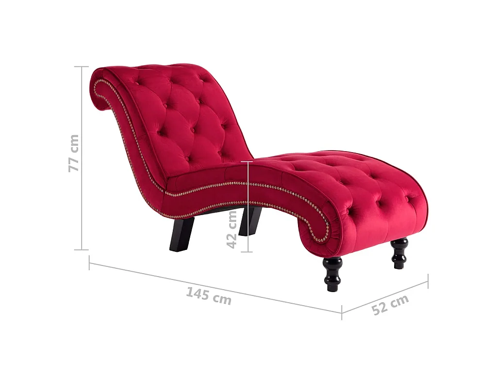 Chaise longue fluweel rood