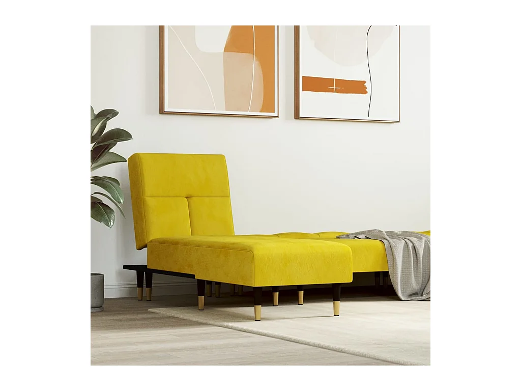 Chaise longue jaune velours