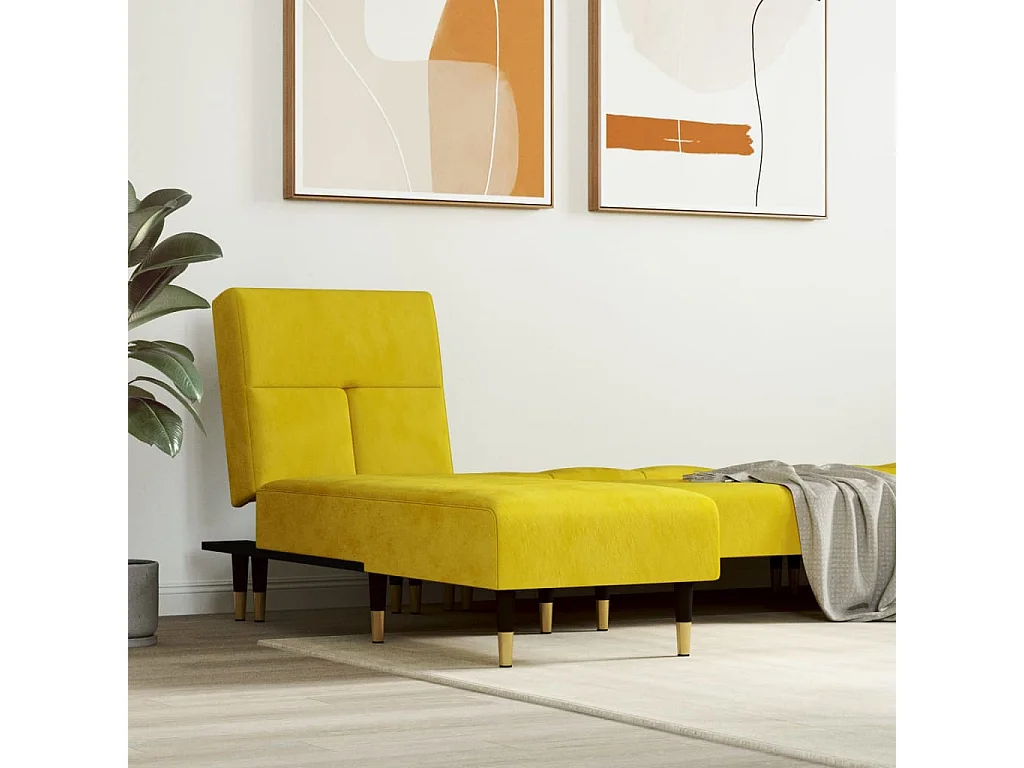 Chaise longue jaune velours