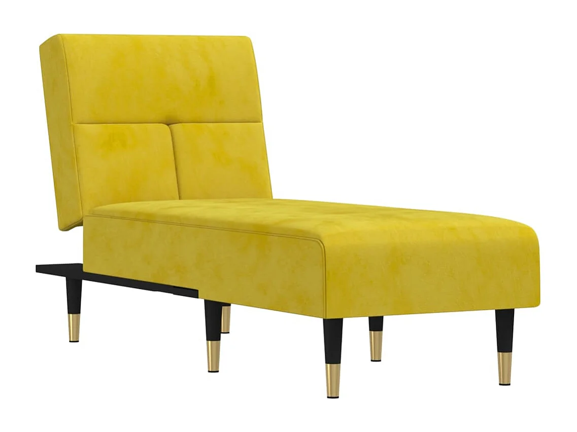 Chaise longue jaune velours