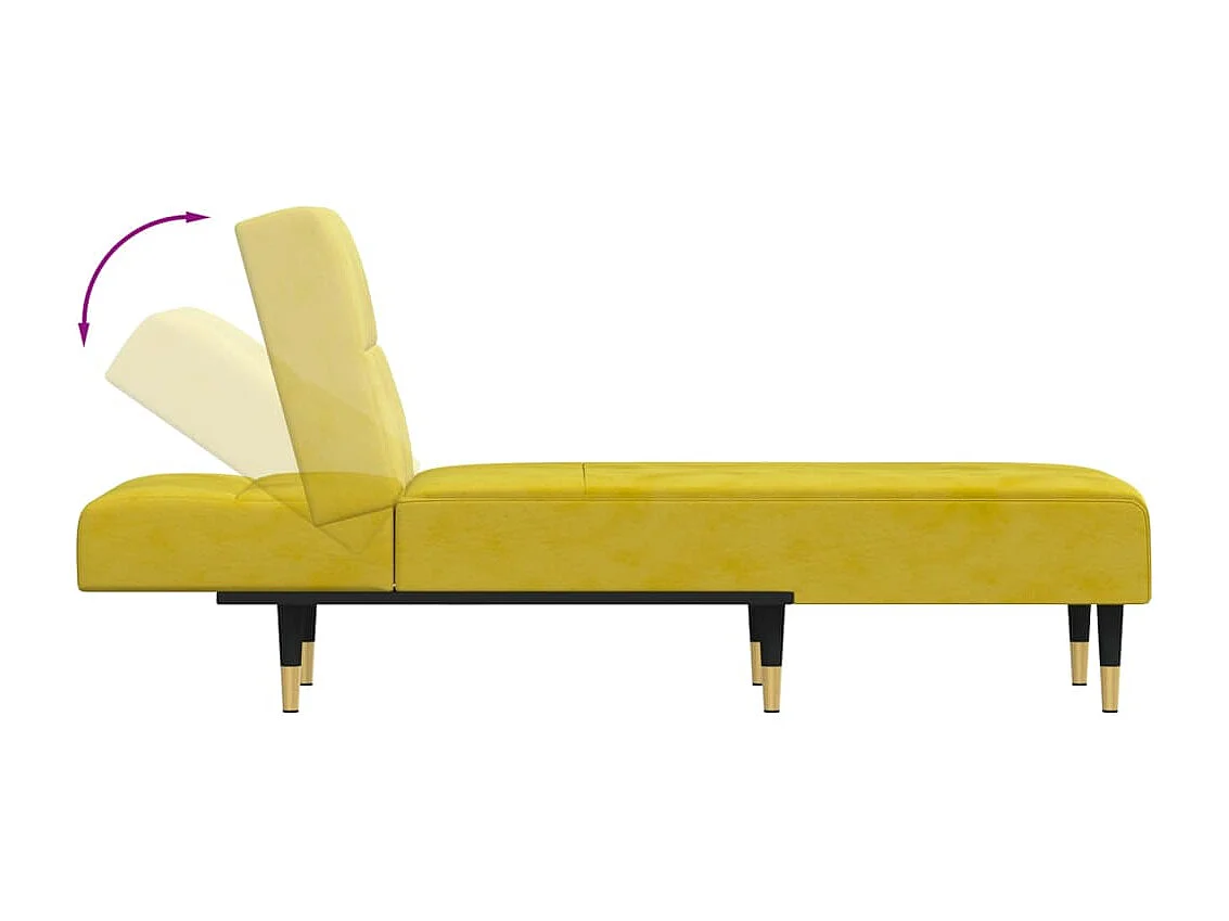 Chaise longue jaune velours
