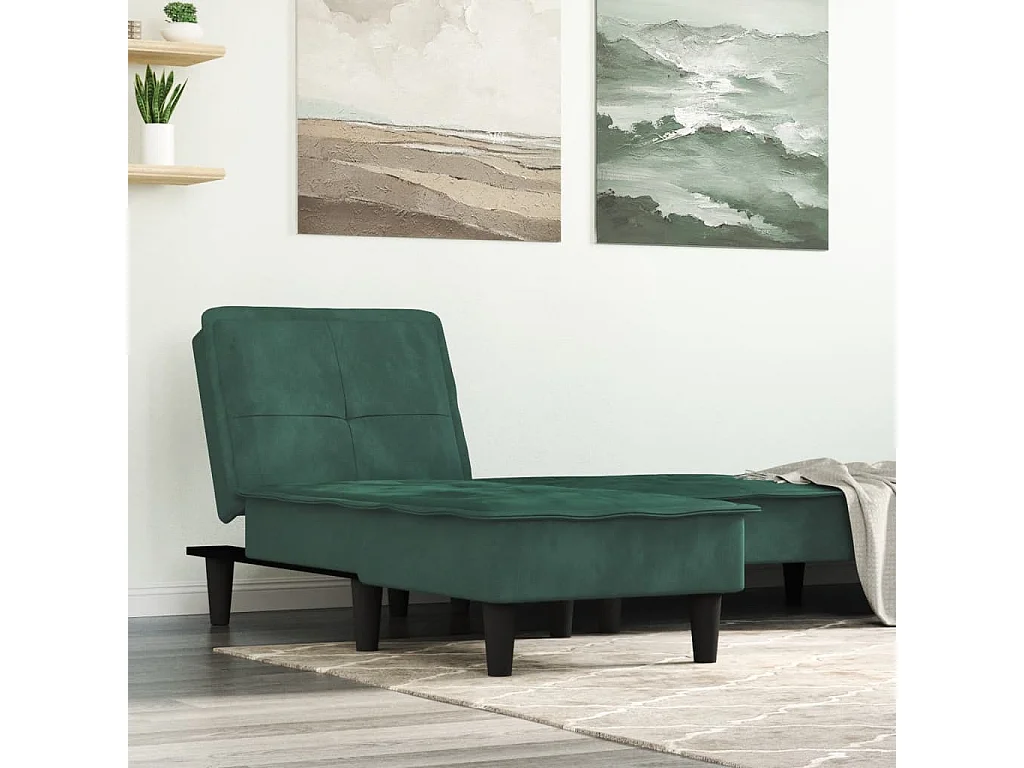 Chaise Longue in Velluto Verde Scuro