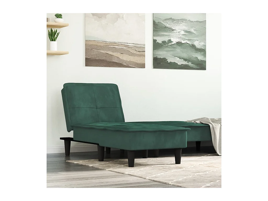 Chaise longue vert foncé velours