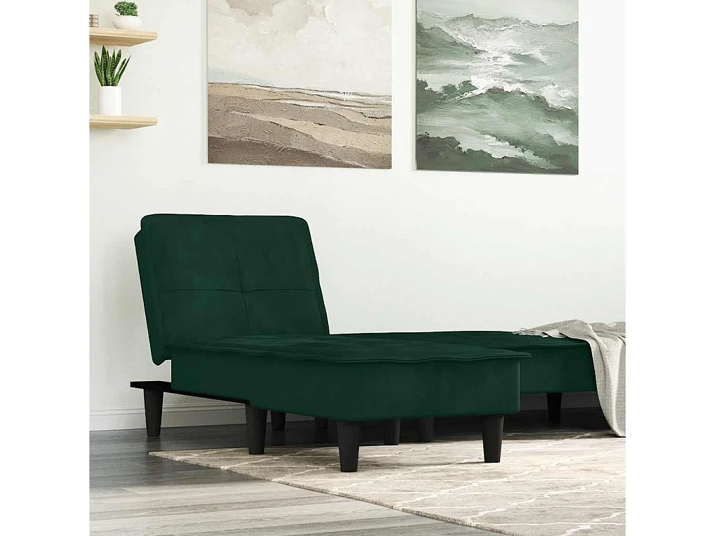 Chaise longue vert foncé velours