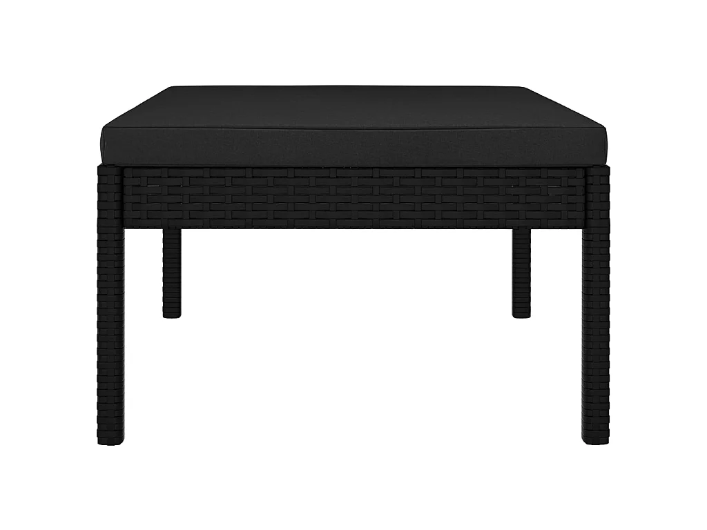 Set de muebles de jardín 3 piezas y cojines ratán sintético negro