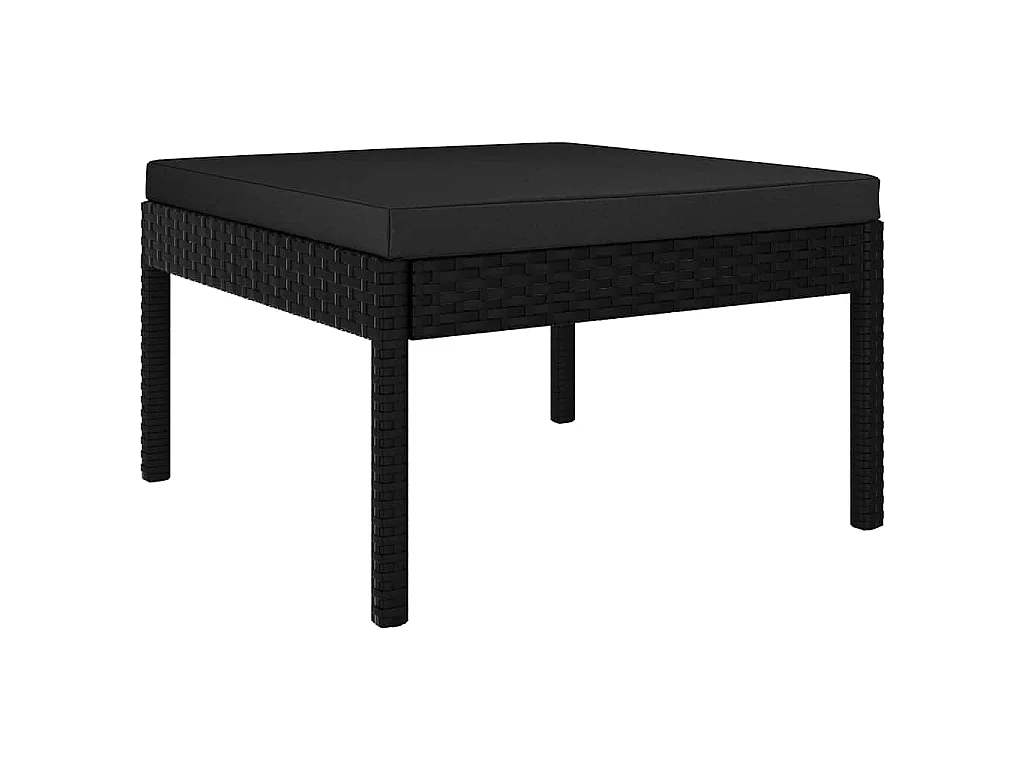 Set de muebles de jardín 3 piezas y cojines ratán sintético negro
