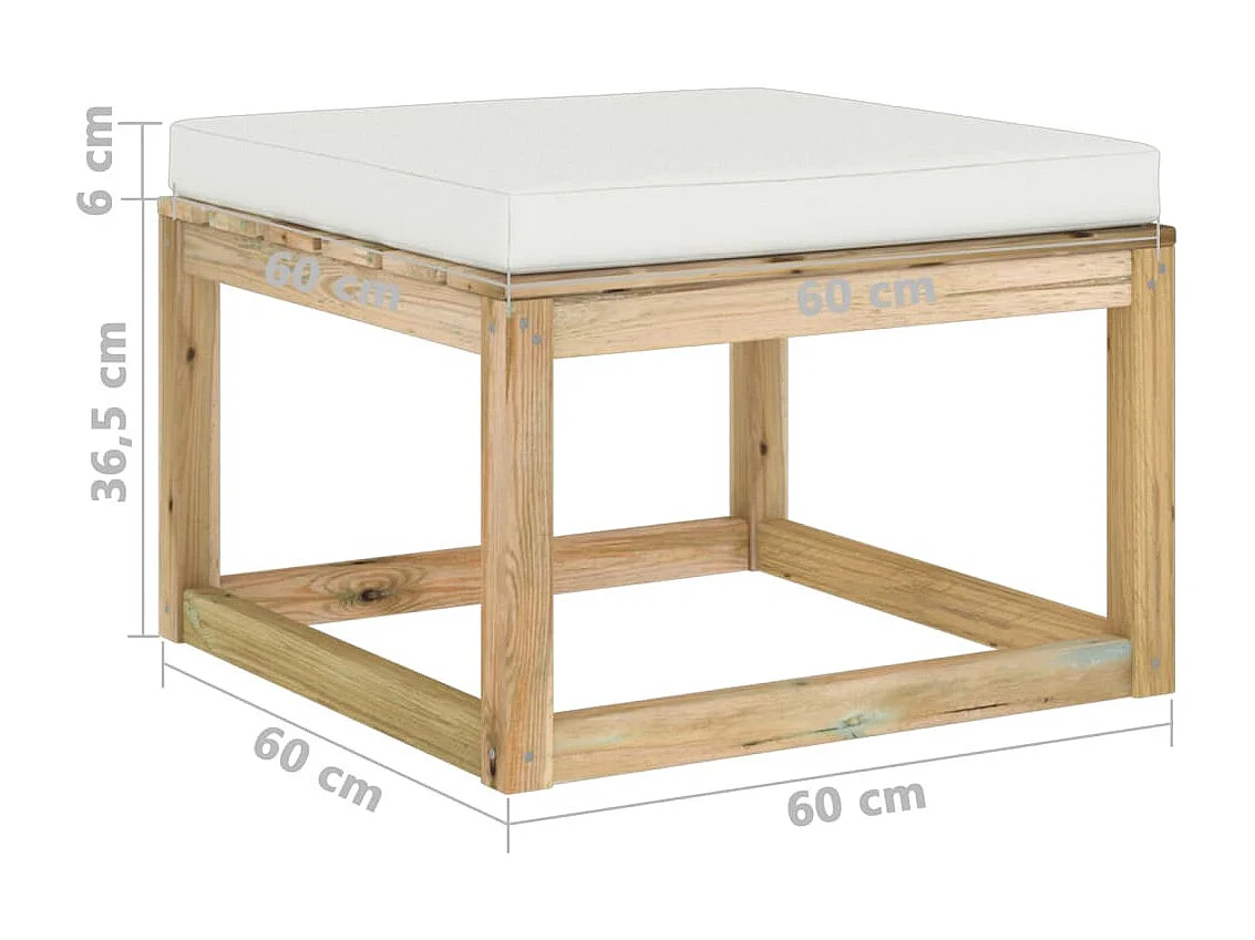 Salon de jardin 8 pcs avec coussins bois de pin imprégné