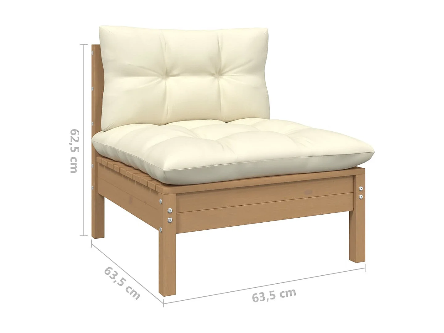 7-tlg. Garten-Lounge-Set mit Kissen Honigbraun Kiefernholz