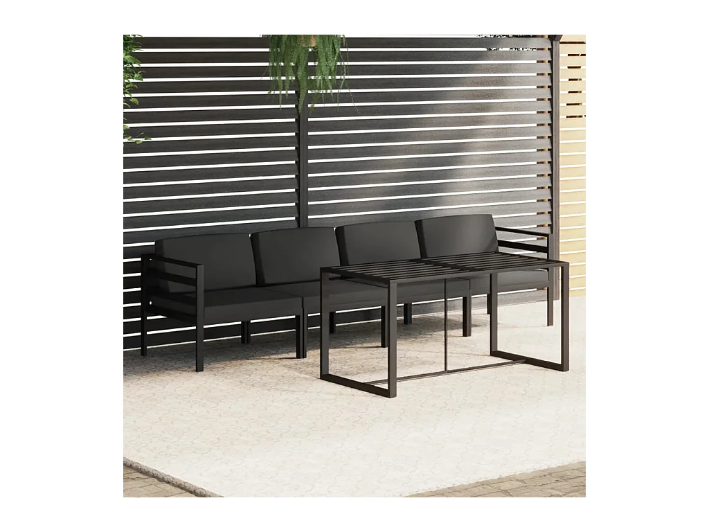 Salon de jardin 5 pcs avec coussins Aluminium Anthracite