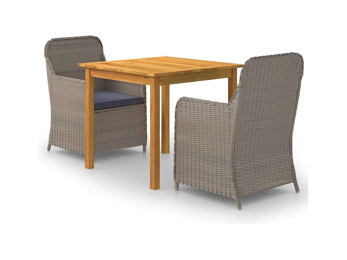 Ensemble à manger de jardin 3 pcs Marron