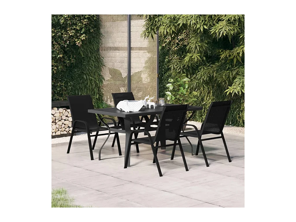 Ensemble à manger de jardin 5 pcs Noir