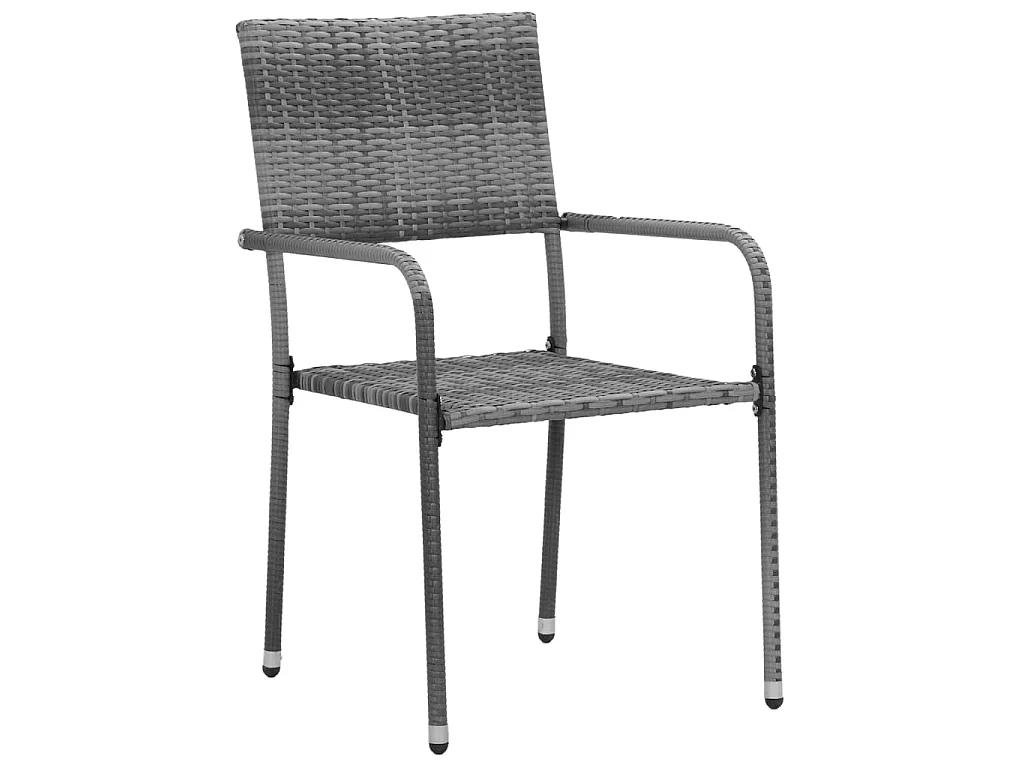 Ensemble à manger d'extérieur 7 pcs Résine tressée Gris
