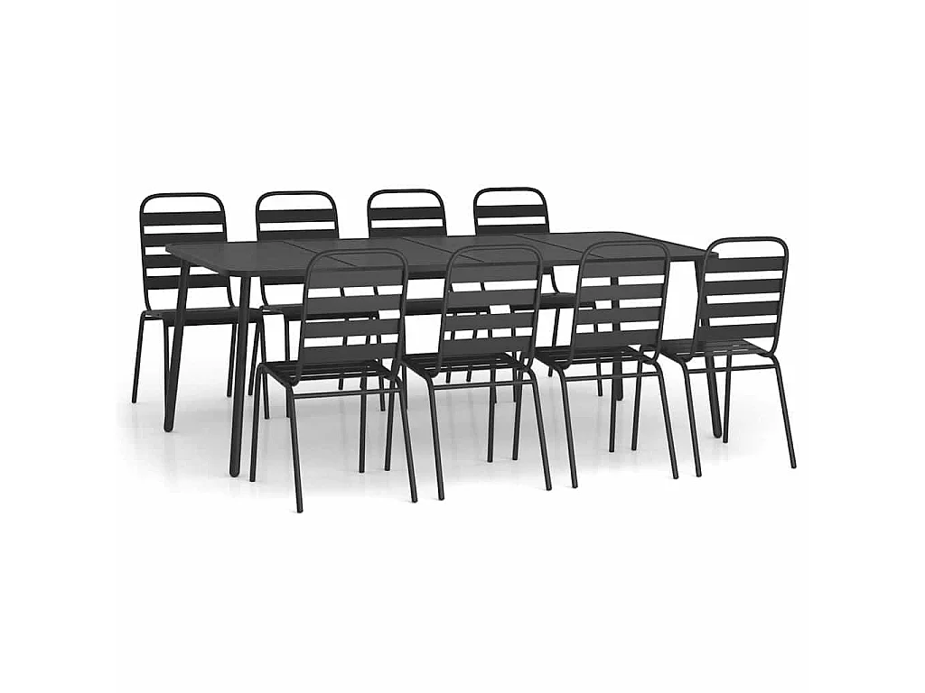 Juego de comedor de jardín 9 piezas acero gris antracita