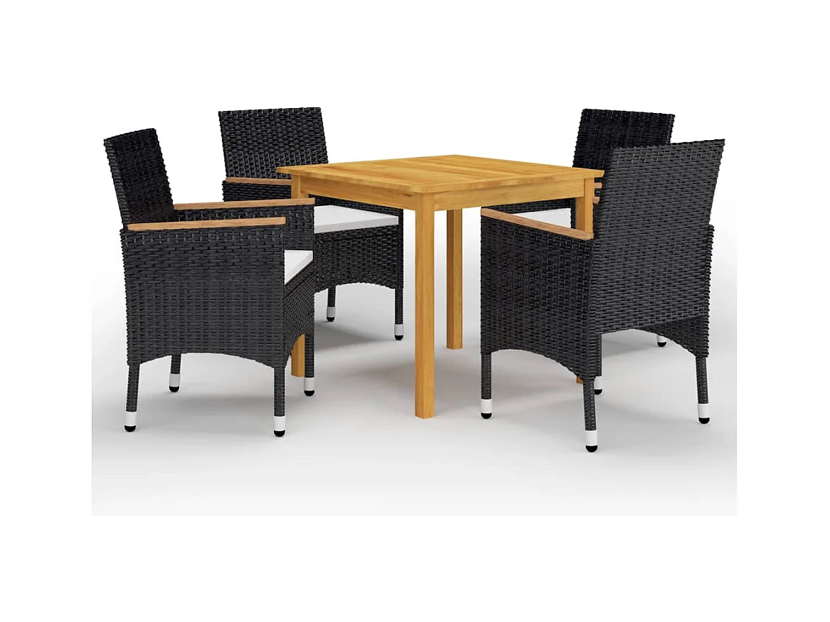 Set Mobili da Pranzo per Giardino 5 pz Nero