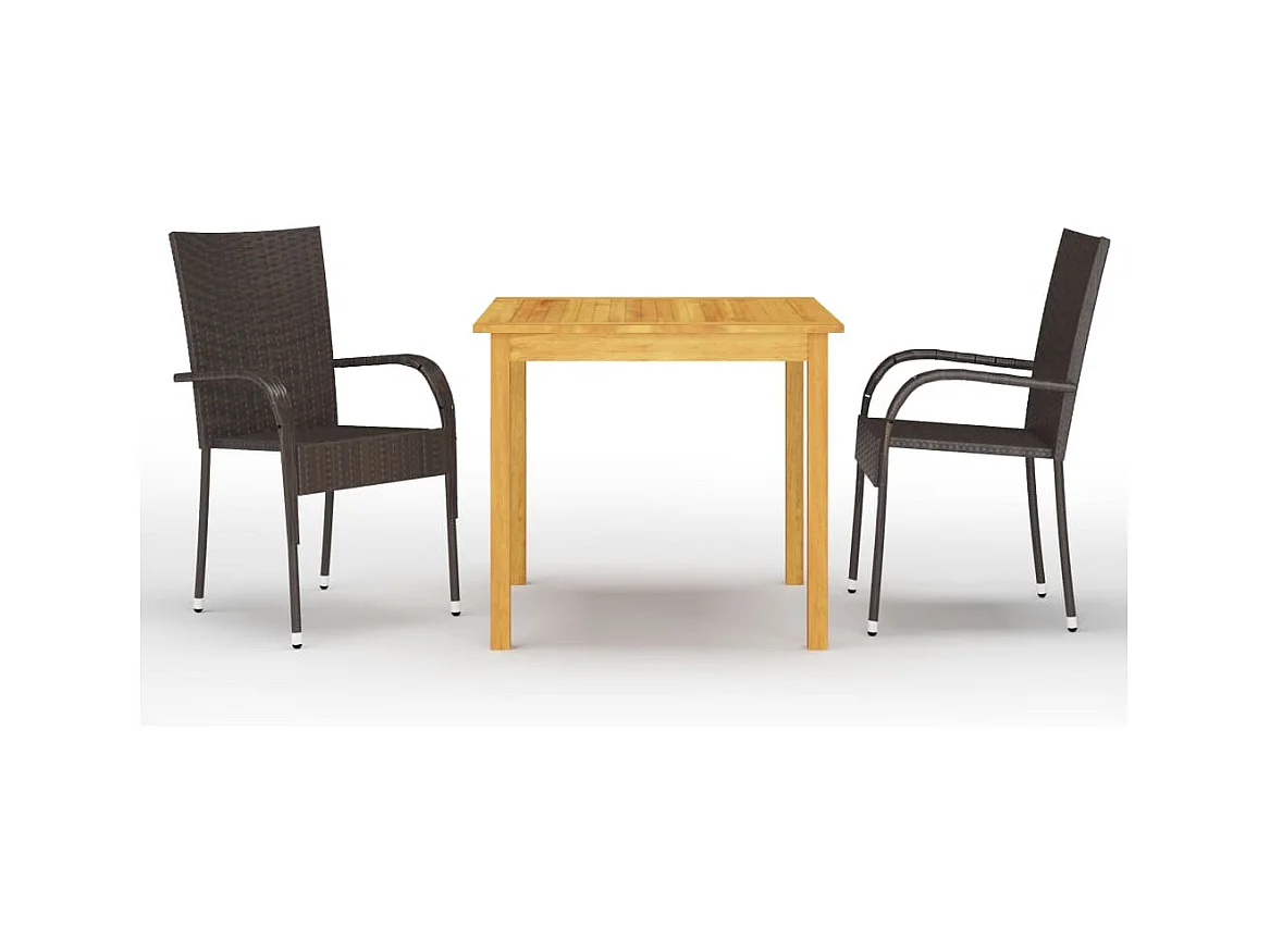 Ensemble à manger de jardin 3 pcs Marron