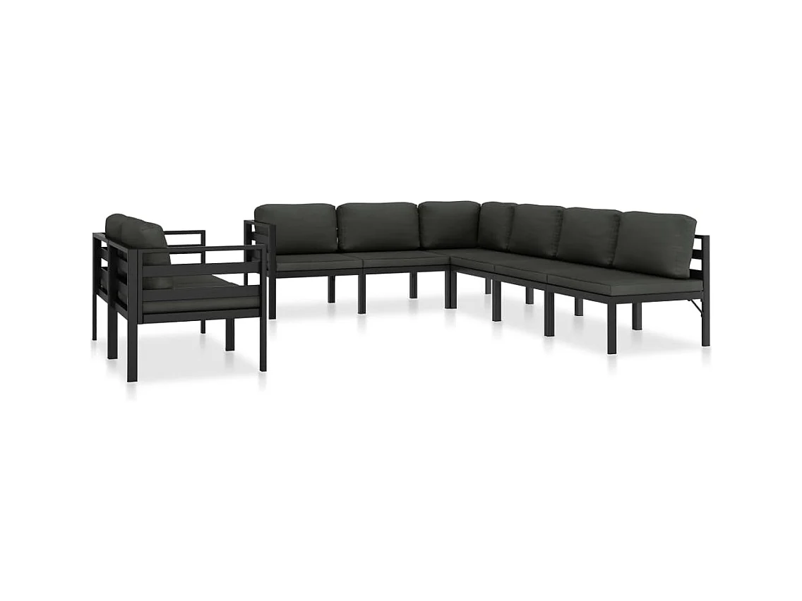 Salon de jardin 8 pcs avec coussins Aluminium Anthracite