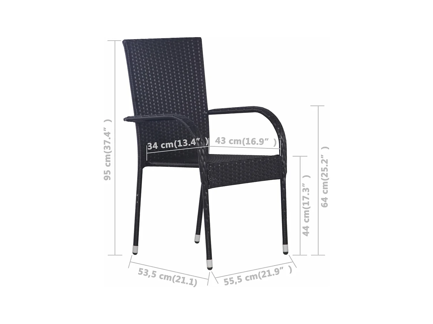 Ensemble à manger de jardin 7 pcs Noir