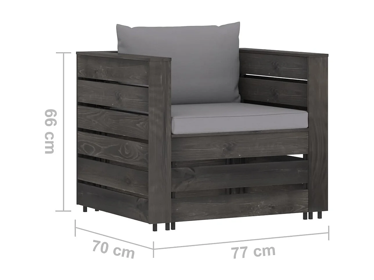 Salon de jardin 2 pcs avec coussins Bois imprégné de gris