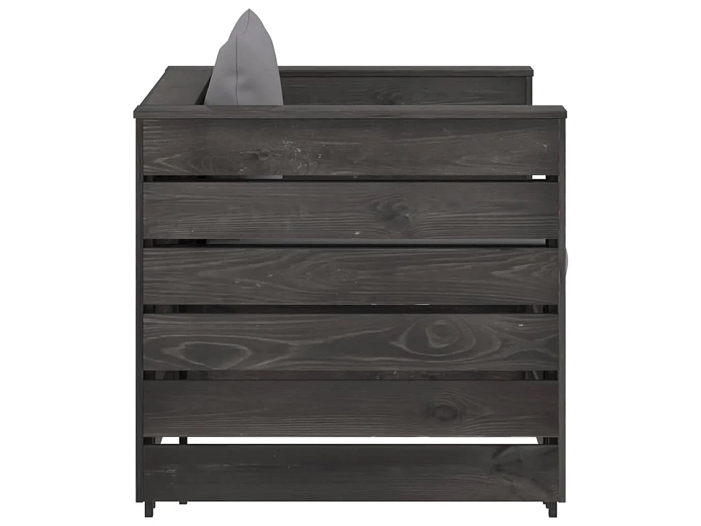Salon de jardin 2 pcs avec coussins Bois imprégné de gris
