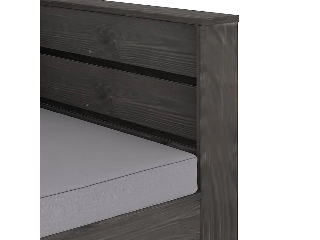 Salon de jardin 2 pcs avec coussins Bois imprégné de gris