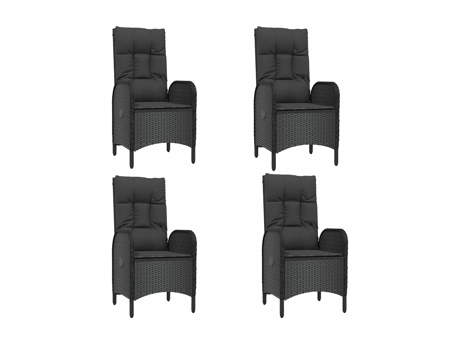 Ensemble à manger de jardin coussins 5pcs Noir Résine tressée